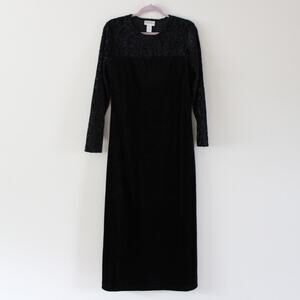 Vintage Diane Von Furstenberg Color Authority Long Sleeve Lace Maxi Dress Black